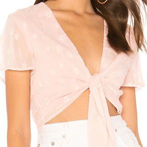 Revolve Pink Aylin Star Embellished Tie Crop Top